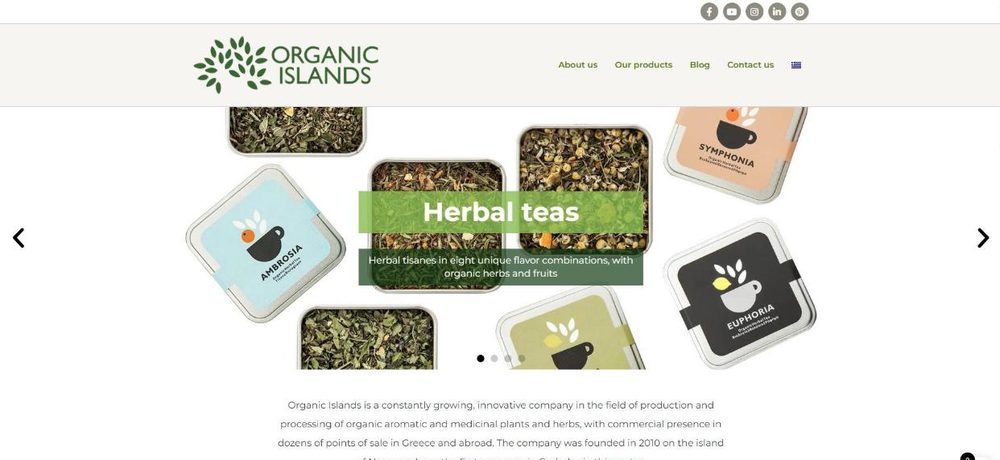 Στιγμιότυπο της αρχικής σελίδας του organicislands.gr